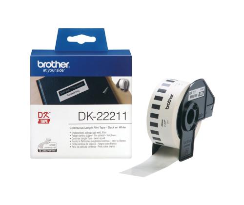 Kleepkirjalint BROTHER DK22211 29mm x 15,24m valge kile