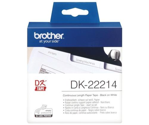 Kleepkirjalint BROTHER DK22214 paberteip 12mm x 30,48m valge termopaber