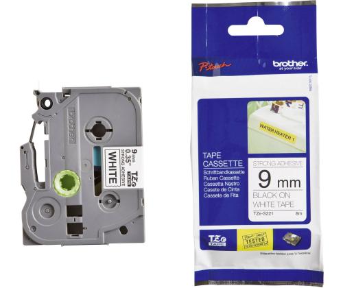 Kleepkirjalint BROTHER Strong TZE-S221 9mm must/valgel