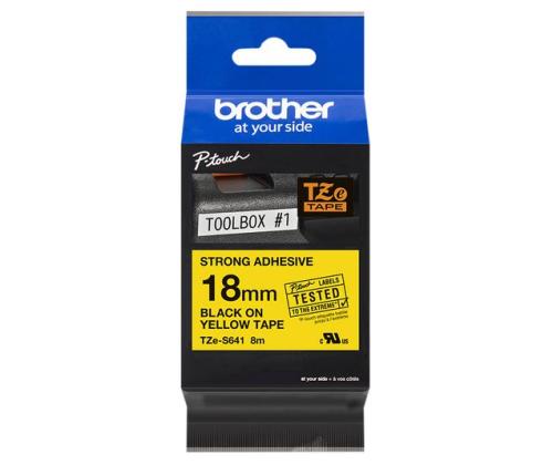 Kleepkirjalint Brother Strong TZE-S641 18mm must/kollasel analoog