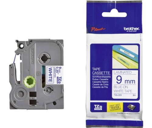Kleepkirjalint BROTHER TZE-223 9mm x 8m sinine/valgel