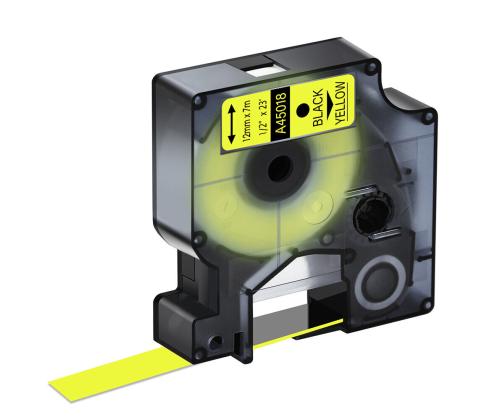 Kleepkirjalint DYMO A45018 12mm mustkollasel analoog