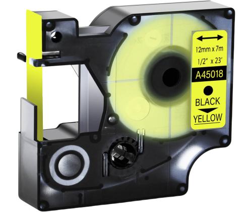 Kleepkirjalint DYMO A45018 12mm mustkollasel analoog