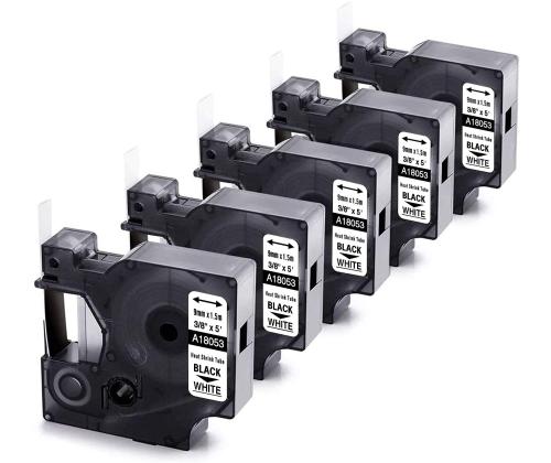 Kleepkirjalint DYMO RHINO 18053 9mm termokahanev toru must/valgel analoog