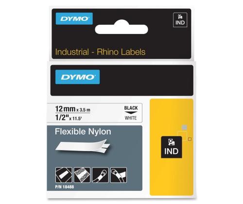 kleepkirjalint DYMO Rhino Nylon Flex 18488 12mm x 3,5m must/valgel