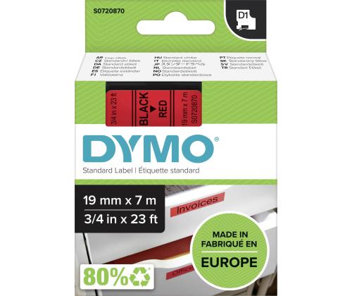 Kleepkirjalintmarkeerimislint DYMO 45807 19mm x 7m mustpunasel