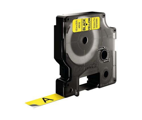 Kleepkirjalintmarkeerimislint DYMO D1 45018 12mm x 7m mustkollane