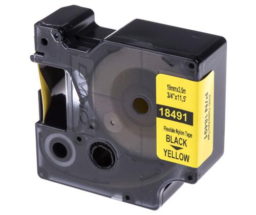 Kleepkirjalintmarkeerimislint DYMO Rhino Nylon Flex 18491 19mm mustkollasel analoog