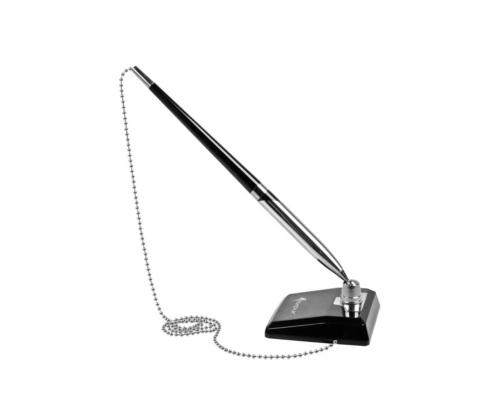 Kliendipliiats, pastapliiats lauale musta kandilise alusega hõbedase ketiga FORPUS