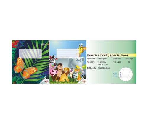 Koolivihik abi-ja kaldjoonega 12 lehte