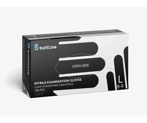Kummikindadnitriilkindad puudrita BaltLine L mustad 100tk