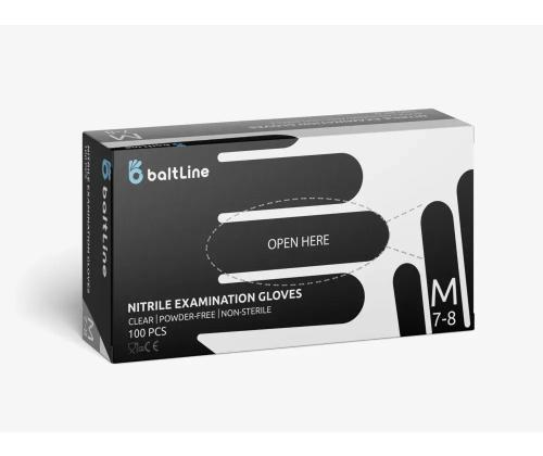 Kummikindadnitriilkindad puudrita BaltLine M mustad 100tk