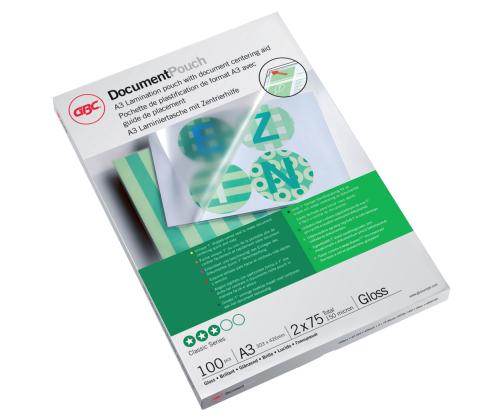 Lamineerimiskile A3 75mic 100 lehte läikiv GBC