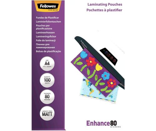 Lamineerimiskile A4, 80mic, 100 lehte FELLOWES