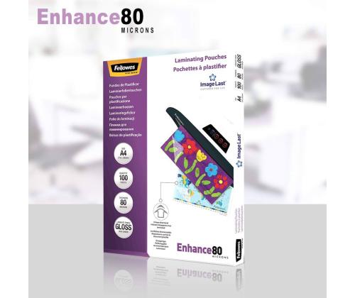 Lamineerimiskile A4, 80mic, 100 lehte FELLOWES