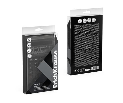 Lauakalkulaator 12-kohaline ERICH KRAUSE DC-2708-12 Classic, must