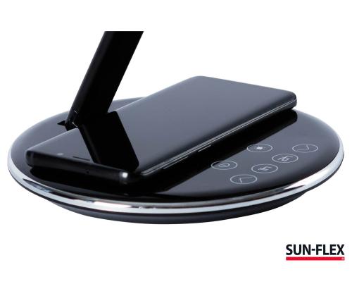 Laualamp SUN-FLEX Qlite must 103105, H-35cm, integreeritud LED 5W, 200-800Lux , 2800-5600K, puutetundlik, QI juhtmevaba laadija