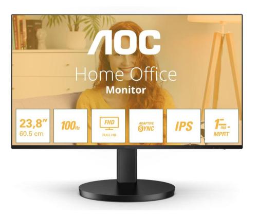 LCD Monitor AOC 24B3HA2 24" Panel IPS 1920x1080 16:9 100 Hz Matte 4 ms Speakers Colour Black 24B3HA2