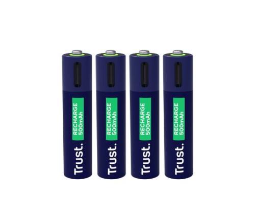 BATTERY RECH. LI-ION AAA/500MAH USB-C 4PACK 25671 TRUST