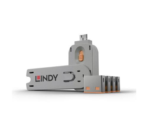 USB PORT BLOCKER 4PACK/ORANGE 40453 LINDY