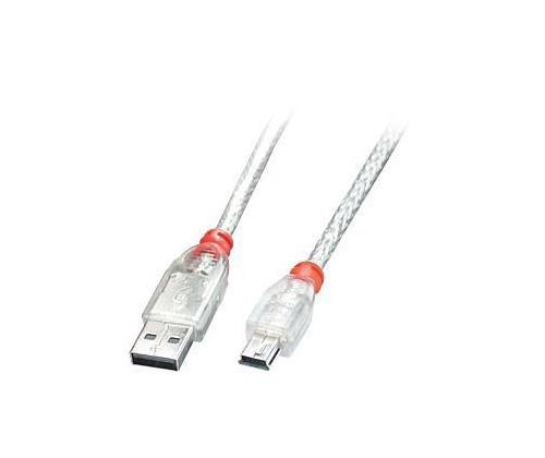 CABLE USB2 A TO MINI-B 0.5M/TRANSPARENT 41781 LINDY