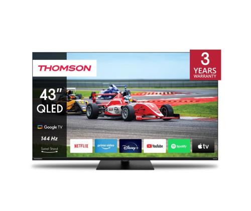 TV Set THOMSON 43" 4K/Smart QLED 3840x2160 Wireless LAN Bluetooth Google TV Black 43QG7C14