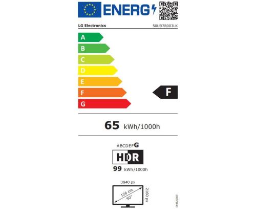 TV Set LG 50" 4K/Smart 3840x2160 Wireless LAN Bluetooth webOS 50UR78003LK