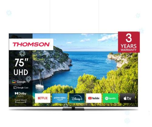 TV Set THOMSON 75" 4K/Smart 3840x2160 Wireless LAN Bluetooth Google TV Black 75UG5C14