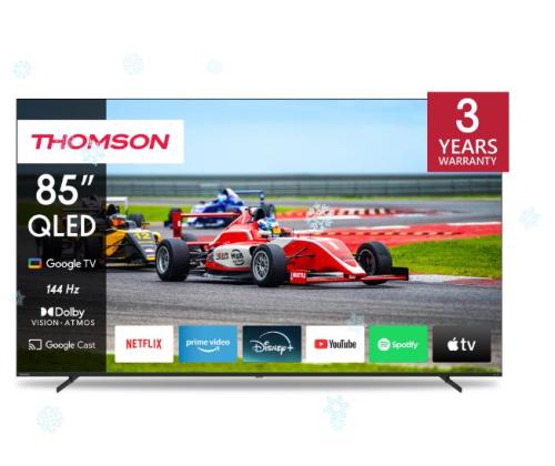 TV Set THOMSON 85" 4K/Smart QLED 3840x2160 Wireless LAN Bluetooth Google TV Black 85QG7S14