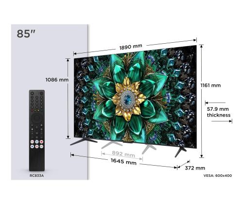 TV Set TCL 85 " 4K Ultra HD 3840 x 2160 pixels Flat 16:9 QD-Mini LED 85Q6C