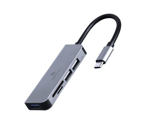 I/O HUB USB-C 3PORT+CR/UHB-CM-CRU3P1U2P2-01 GEMBIRD