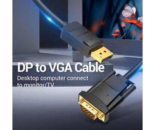CABLE DP TO VGA 2M/BLACK HBLBH VENTION