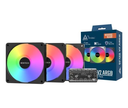 CASE FAN 120MM GF120R V2/ARGB PWM 3I1 (B) MONTECH
