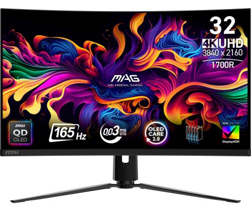 Monitor MSI MAG 321CUP QD-OLED 31.5" Gaming/Curved/4K Panel QD-OLED 3840x2160 16:9 165 Hz 0.03 ms…