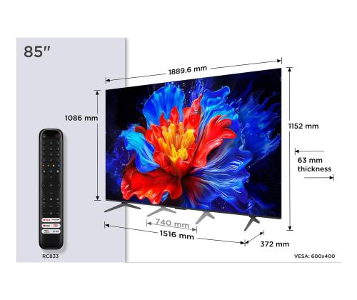 TV Set TCL 85 " 4K Ultra HD 3840 x 2160 pixels Flat 16:9 QLED 85P89K