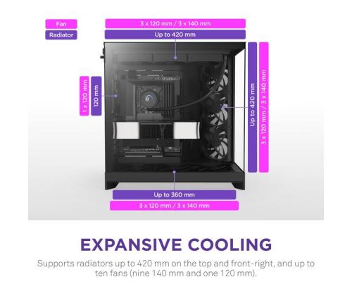 Case NZXT ATX/micro ATX/Mini-ITX/EATX Black Midi Tower PC CM-H92FB-01