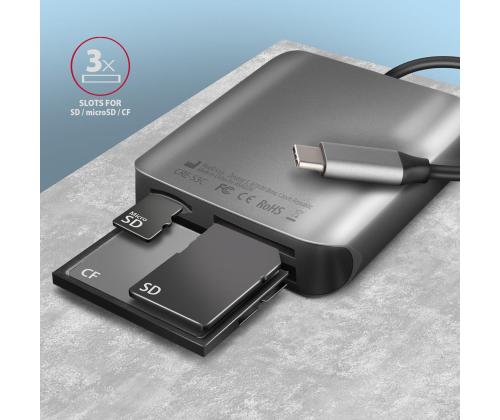 MEMORY READER USB-C 3-SLOT/SD/MICROSD/CF CRE-S3C AXAGON
