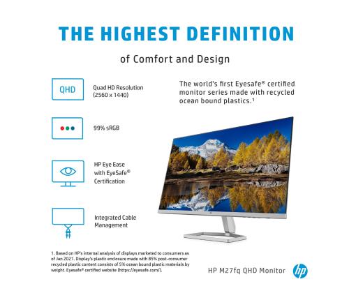 LCD Monitor HP 27 " 2560 x 1440 pixels Quad HD Native aspect ratio 16:9 LCD Flat 2H4B5E9