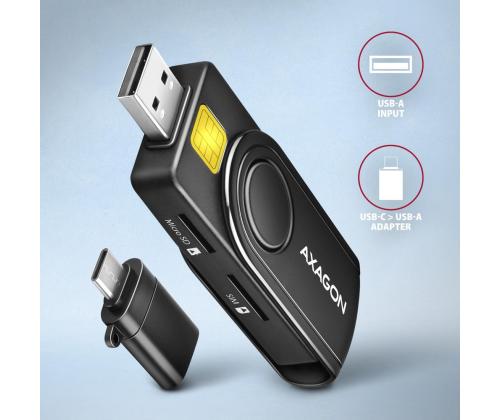 CARD READER USB-C+USB2.0 4SLOT/SMARTCARD CRE-SMP2A AXAGON