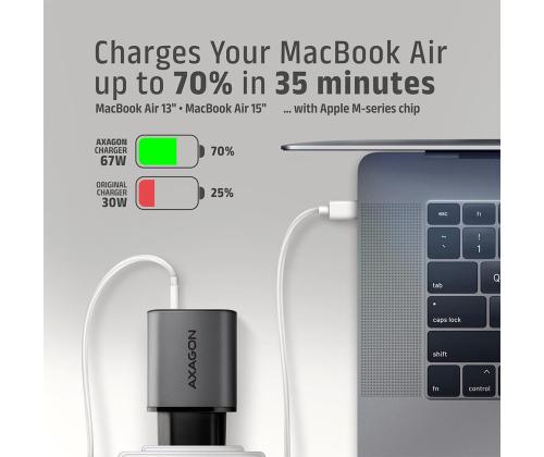 MOBILE CHARGER WALL USB 67W/GAN 2PORT ACU-PQ67D AXAGON
