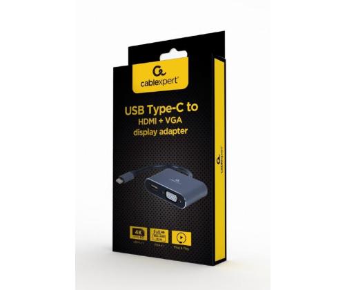 I/O ADAPTER USB-C TO HDMI/VGA/A-USB3C-HDMIVGA-01 GEMBIRD