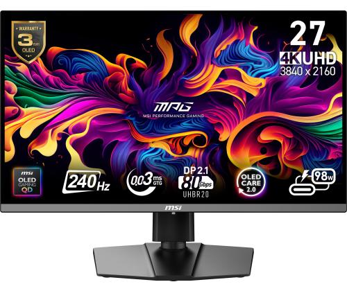 Monitor MSI MPG 272URX QD-OLED 27" Gaming/4K Matte Panel QD-OLED 3840x2160 16:9 240 ?? 0.03 ms…