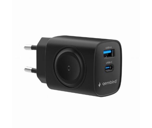 CHARGER USB 2IN1 20W 2PORT/TA-UC-PDQCW20-01-BK GEMBIRD