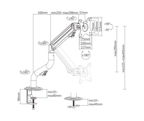 DISPLAY ACC MOUNTING ARM/17-32" MA-DA1-02 GEMBIRD