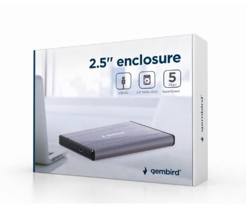 HDD CASE EXT. USB3 2.5"/LIG. GREY EE2-U3S-3-LG GEMBIRD