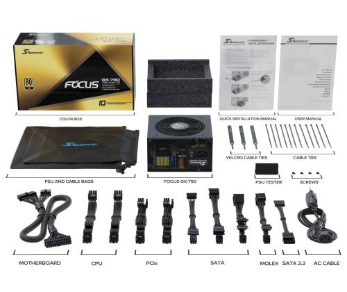 Power Supply SEASONIC FOCUS GX ATX 3.0 750 Watts Efficiency 80 PLUS GOLD MTBF 100000 hours FOCUS-GX…