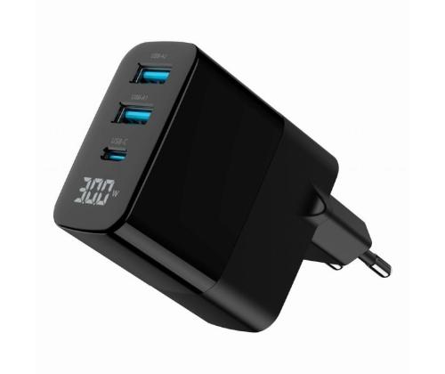 CHARGER USB 30W 3PORT/TA-UC-PDQC30LCD-BK-02 GEMBIRD