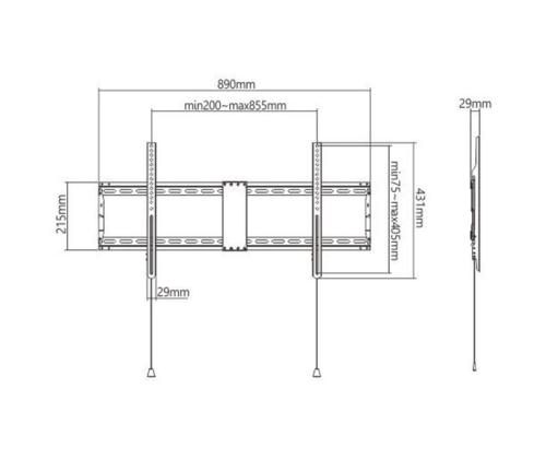 TV SET ACC WALL MOUNT 43-90"/WM-90F-01 GEMBIRD