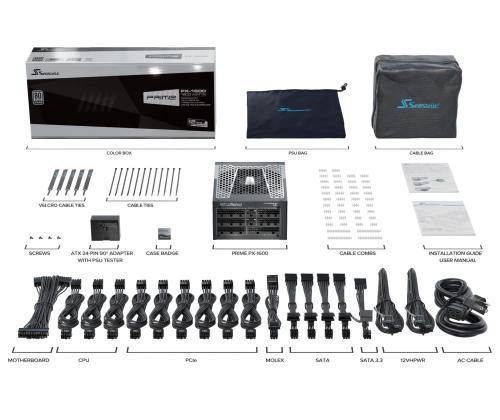 Power Supply SEASONIC PRIME PX ATX 3.0 1600 Watts Efficiency 80 PLUS PLATINIUM MTBF 100000 hours…