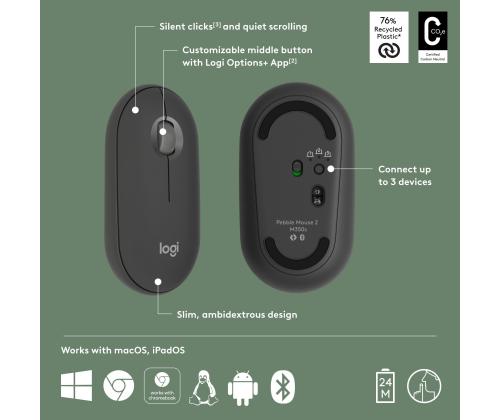 MOUSE USB OPTICAL WRL M350S/BLACK 910-007015 LOGITECH